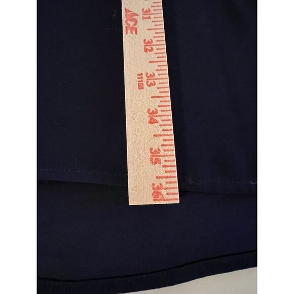 TRINA TURK navy blue scoopneck sleeveless crepe shift flowy dress L minimalist - Picture 8 of 8